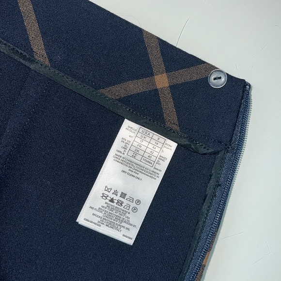 NWT Brooks Brothers Women's Navy Windowpane Pencil Skirt W/ Angled Side Pockets - Picture 6 of 8